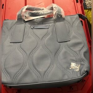 Lug Light Blue Tote with Wave Design